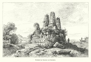 Horatii ve Curiatii Anıtı, antik Roma efsanesinin savaşçıları (gravür) by German School