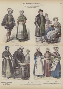 Norveç ve Danimarka kostümleri, 17. yüzyılın başlarında (renkli gravür) by German School
