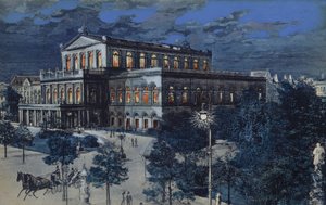 Opera Binası, Hannover, Almanya (renkli lito) by German School
