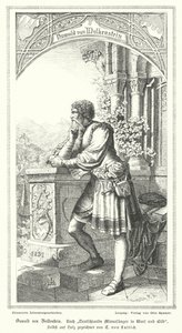 Oswald von Wolkenstein, Alman şair, besteci ve diplomat (gravür) by German School