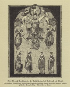 Otto III, Kutsal Roma İmparatoru, prenslerin, soyluların ve din adamlarının temsilcileriyle (gravür) by German School