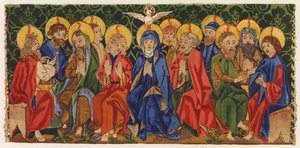 Pentekost, goblen sunak cephesi, Aargau, İsviçre, 15. yüzyıl sonu (renkli litografi) by German School