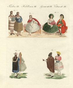 Peru elbiseleri (renkli gravür) by German School