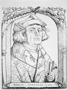 Indagine'li John'un portresi, Hans Baldung Grien'den sonra, Chiromantia'dan Ioannes ab Indagine, Strasburg 1531, Sihir Tarihi'nde resmedildi, 19. yüzyılın sonlarında yayınlandı by German School
