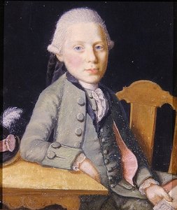 Bir mektup tutan oturan genç bir adamın portresi, c.1750 (kağıt üzerinde guaş) by German School
