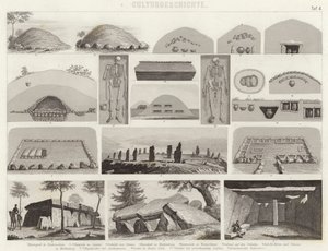 Tarih öncesi mezar odaları. Bilder-Atlas için İllüstrasyon (gravür) by German School