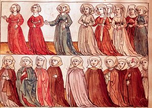 Bohem kadınlarının alayı. Ulrich Richental (1360-1437) 1438
