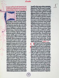 Johannes Gutenberg (c.1400-68) ve Peter Schoeffer (1425-1502) tarafından Mainz, 1454-56 (basılı kağıt) tarafından basılan Gutenberg İncil