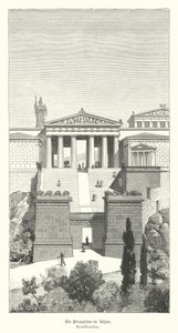 Propylaea, Atina Akropolü'ne giriş, Antik Yunanistan (gravür) by German School