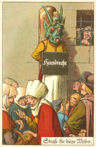 Kötü eşler için ceza (renkli taş baskı) by German School