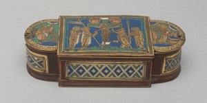 Pyx, c.1170-1180 (yaldızlı bakır, champlevé ve emaye işi emaye, ahşap çekirdek (modern)) by German School