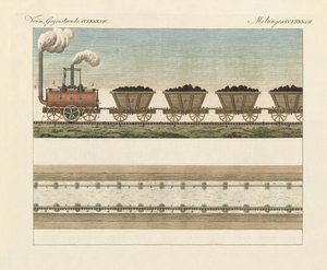 Demiryolları ve Steamtrans (renkli gravür) by German School