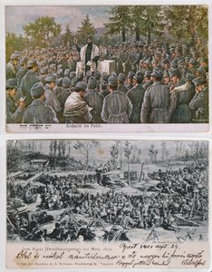 Savaş alanındaki dini törenler, 1. Dünya Savaşı sırasında Alman Yahudi askerlerini dua ederken gösteren en iyi görüntü, 1870 Fransa-Prusya savaşı sırasında Metz