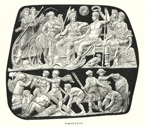 Roma İmparatoru Augustus ve üçüncü eşi Livia (lito) by German School