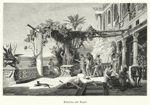 Capri adasında Roma İmparatoru Tiberius (gravür) by German School