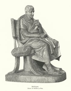 Antik Yunan komik şair Posidippus'un bir heykelinin Roma kopyası (gravür) by German School