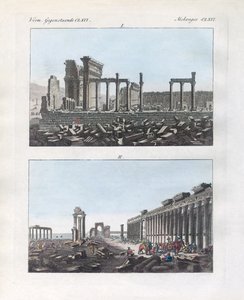 Palmyra Harabeleri (renkli gravür) by German School