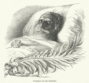 Rus yazar Ivan Turgenev ölüm döşeğinde by German School