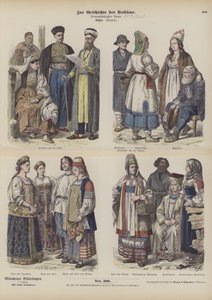 19. yüzyılın sonlarında Rus kostümleri (renkli gravür) by German School