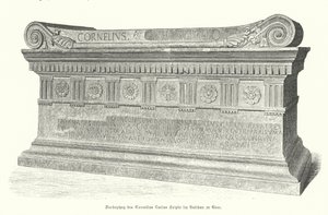 Romalı asker ve konsolos Lucius Cornelius Scipio Barbatus'un Vatikan'daki lahiti, Roma (gravür) by German School