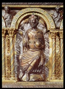 İmparator Charlemagne Tapınağı (742-814), Henri IV (1050-1106) 1215 detayı (altın ve champleve emaye) by German School