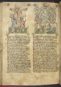 Sloane 361, f.26v Nebukadnezar rüyasında bir ağaç görür; Çarmıha Gerilme, 