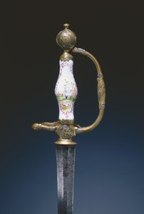 Küçük kılıç, c.1770 (çelik, yaldızlı pirinç ve porselen) by German School