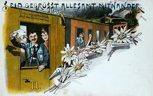 Hatıralık Tebrik kartpostalı, c.1900 (renkli lito) by German School