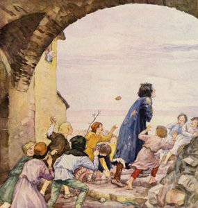 Çocuklar tarafından alay edilen Aziz Francis (renkli taş baskı) by German School