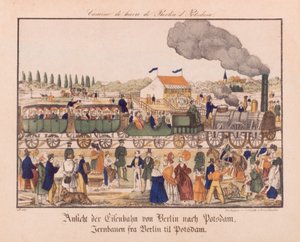 Berlin ve Potsdam arasındaki buharlı demiryolu, Neuruppiner Bilderbogen, c.1840 by German School