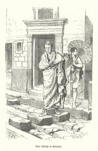 Antik Roma kasabası Pompeii'deki sokak (gravür) by German School