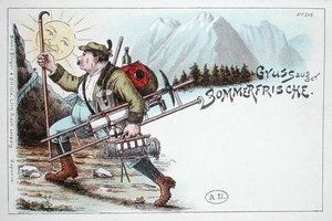 Yaz tatili kartpostalı, 19. yüzyılın sonu veya 20. yüzyılın başı (renkli taş) by German School