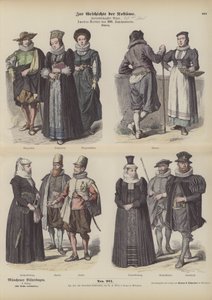 İsviçre kostümleri, 17. yüzyıl ortası (renkli gravür) by German School