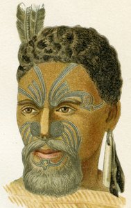 Maori şefinin dövmeli yüzü, 1894 by German School