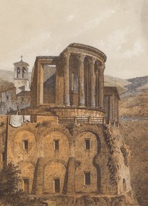 Vesta Tapınağı, Tivoli, İtalya (renkli lito) by German School