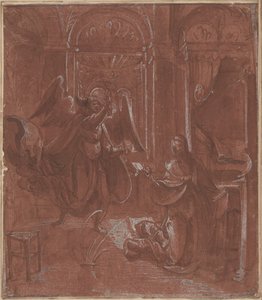 Müjde, c.1520 (kalem ve mürekkep) by German School