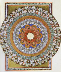 Melekler Korosu. Bingen'li Hildegard tarafından Liber Scivias'tan minyatür, c.1175 (parşömen üzerine suluboya) by German School