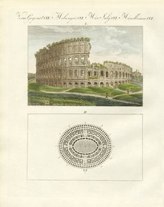 Kolezyum veya İmparator Flavius Vespasianus'un amfitiyatrosu (renkli gravür) by German School