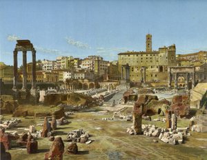 Forum, Roma (kromolitho) by German School