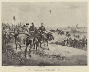 Stettin (litho) yakınlarındaki Alman Ordusu Manevraları by German School
