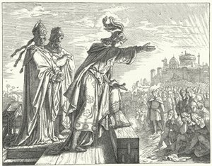 Kutsal Roma İmparatoru Otto III, Romalıları sadakatsizlikle suçluyor (gravür) by German School