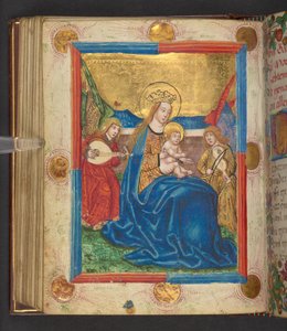 Alçakgönüllü Madonna, Add. MS 24153, f.76v (parşömen üzerine mürekkep ve renk) by German School