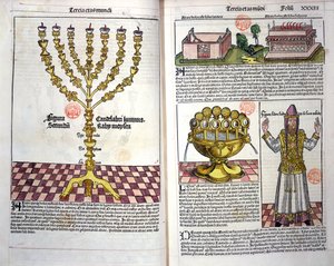 Menorah ve bir İbrani Rahip, Nuremberg Chronicle