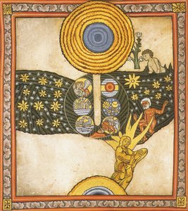 Kurtarıcı. Bingen'li Hildegard tarafından Liber Scivias'tan minyatür, c.1175 (parşömen üzerine suluboya) by German School