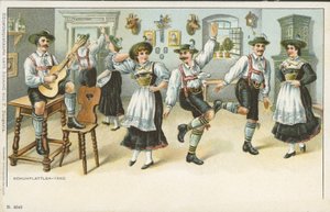 Schuhplattler Dansı (renkli taş) by German School