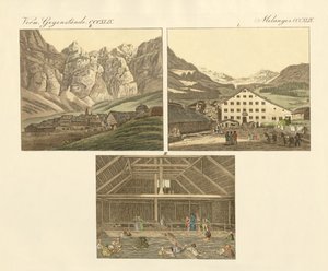 Wallis Kantonu'ndaki Leuker hamamı (renkli gravür) by German School