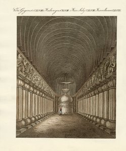 Hindistan'daki Carli mağaraları (renkli gravür) by German School