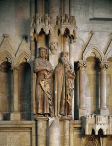 Şövalye Ekkard ve eşi Uta (Hermann ve Reglindis) Alman okulunun heykeli. 1245 Saint Peter ve Paul Katedrali, Naumburg, Almanya by German School