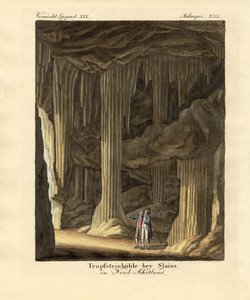 Kireçtaşı mağaraları (renkli gravür) by German School