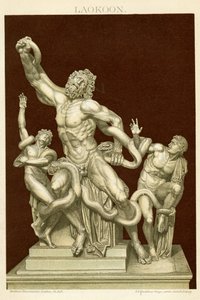 Laocoön ve Oğulları heykeli c.1890 (renkli kromolitograf) by German School